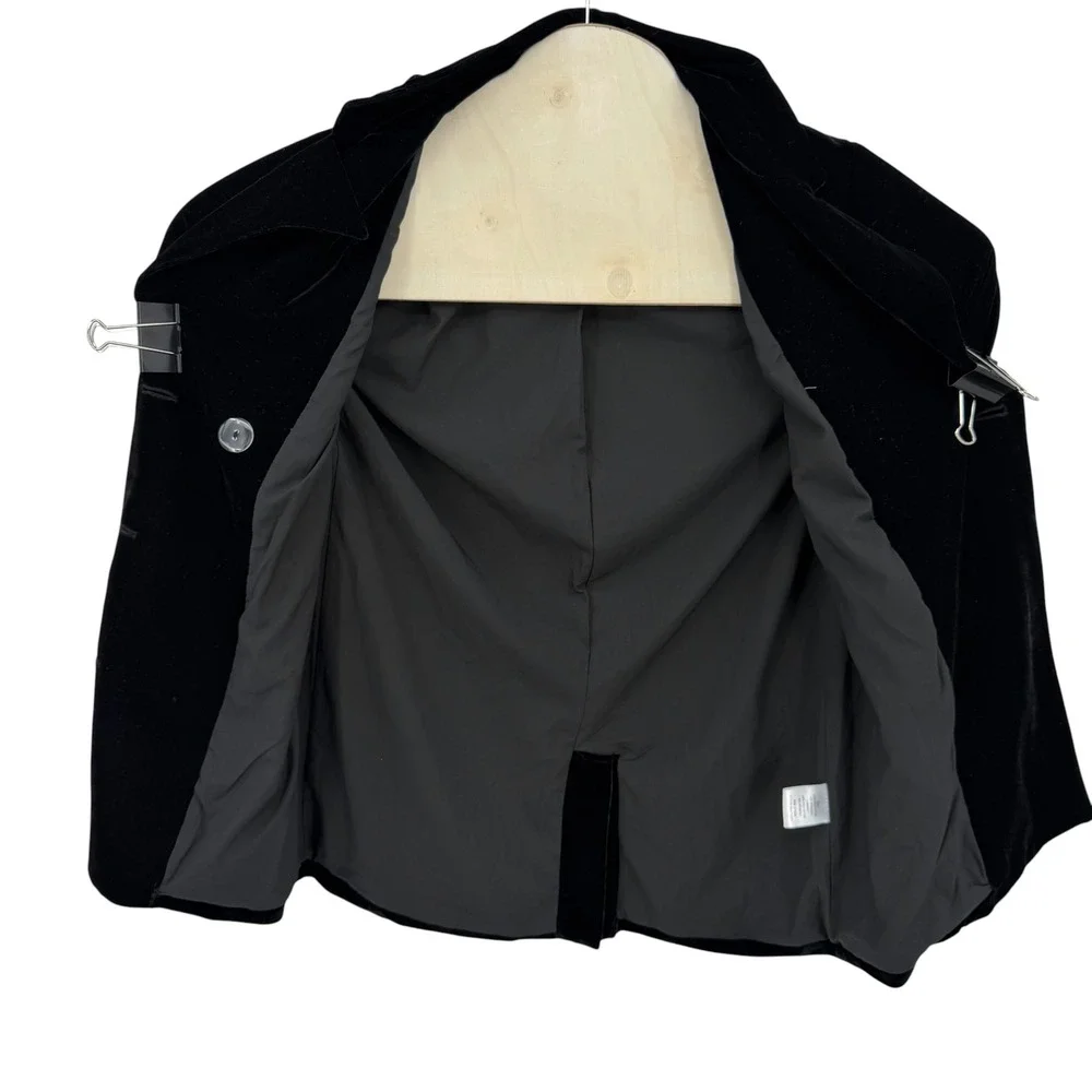 Carly Jean Los Angeles Velvet Blazer Women Sz S Black Double Breasted Goth Party